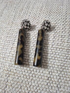 J. Crew Tortoiseshell-Pattern Crystal Drop Earrings - Brown & Black